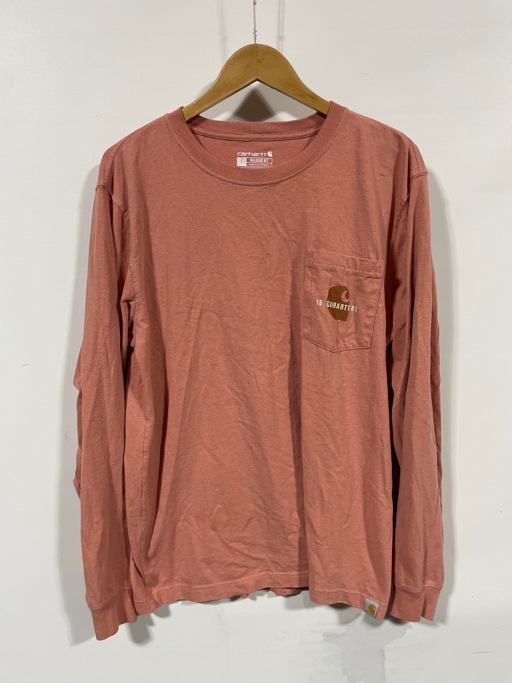 Carhartt relaxed fit Long Sleeve Pocket Tee in Dusty Rose Tone